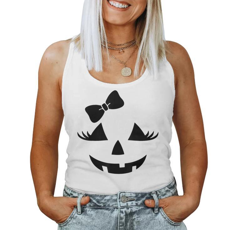 Jack O Lantern Eyelashes Pumpkin Face Halloween Girls Women Tank Top