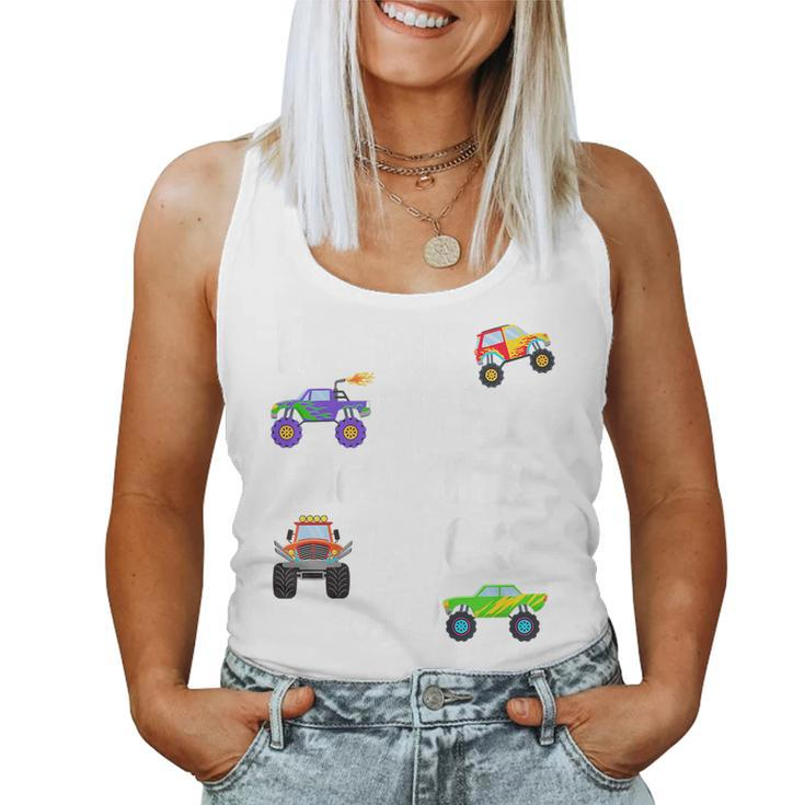 Kids 4 Year Old Monster Truck Birthday Party - Boy Or Girl  Women Tank Top Weekend Graphic