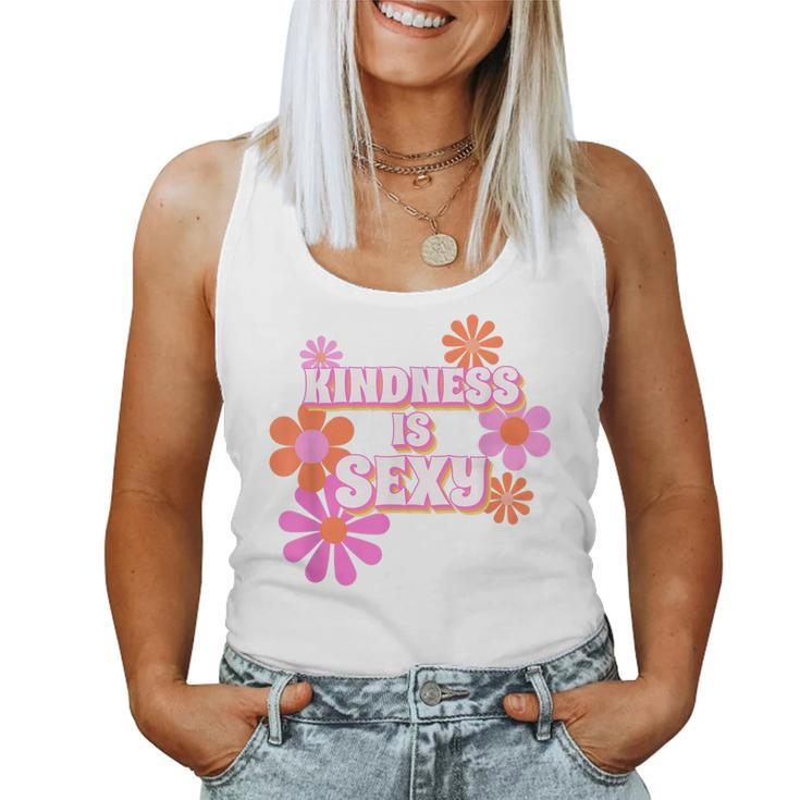 Kindness Is Sexy Retro Hippie Flower Power Graphic Women Tank Top Basic Casual Daily Weekend Graphic