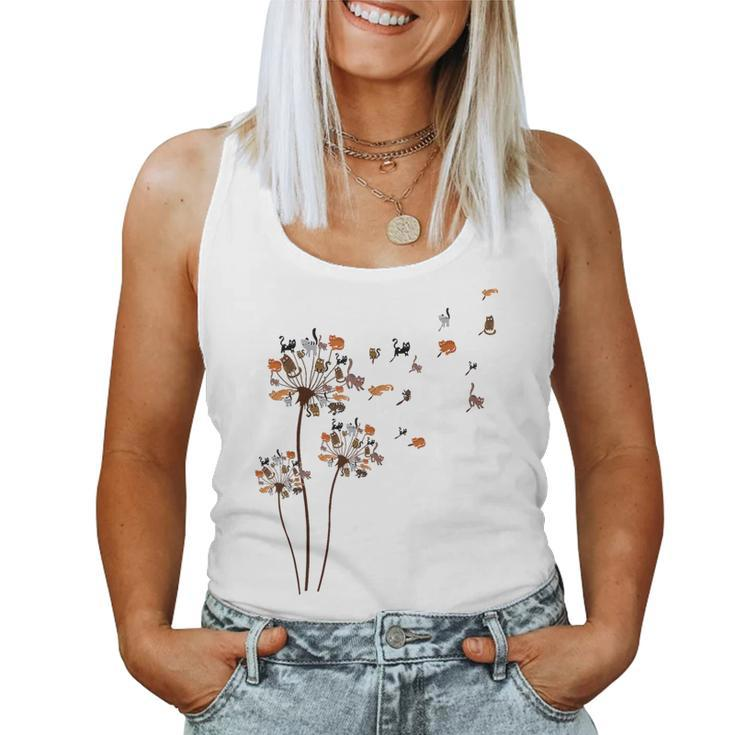 Kitty Cat Owner Floral Animal Pet Cat Lover Dandelion Cat Women Tank Top Basic Casual Daily Weekend Graphic