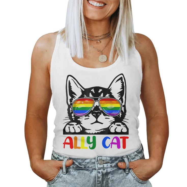 Lgbt Gay Ally Cat Be Kind Rainbow Pride Flag Men Women Women Tank Top
