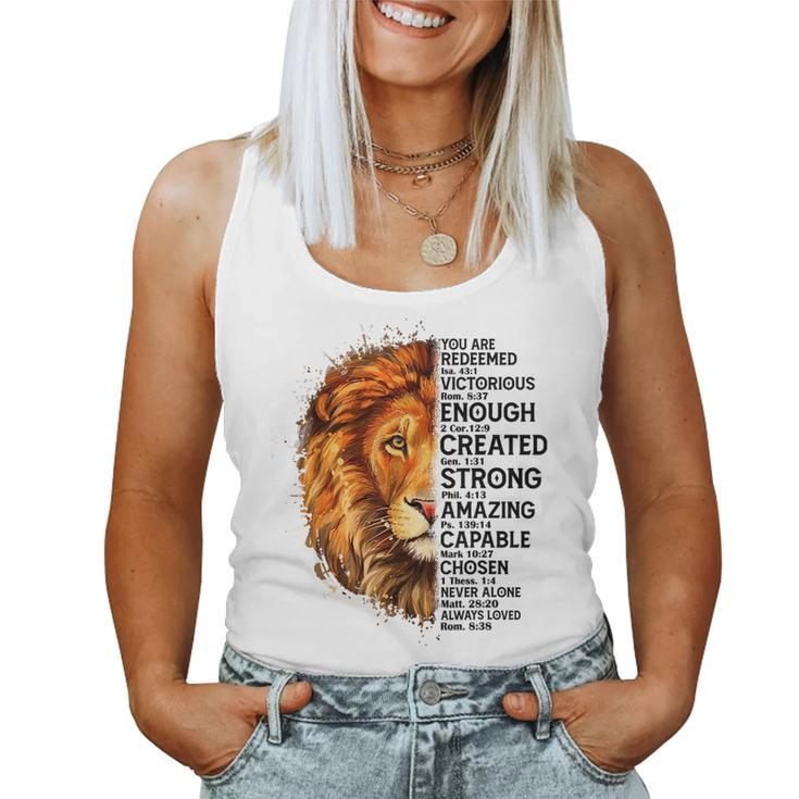 Lion Face You Are Redeemed Bible Verse Christian Faith  Women Tank Top Basic Casual Daily Weekend Graphic