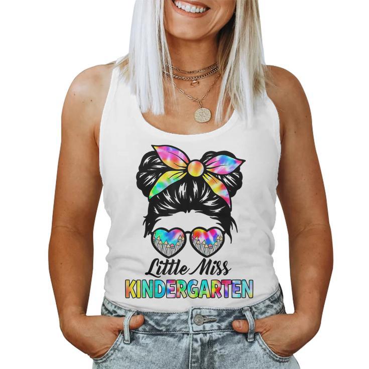 Little Miss Kindergarten Girls Messy Bun Back To School Women Tank Top