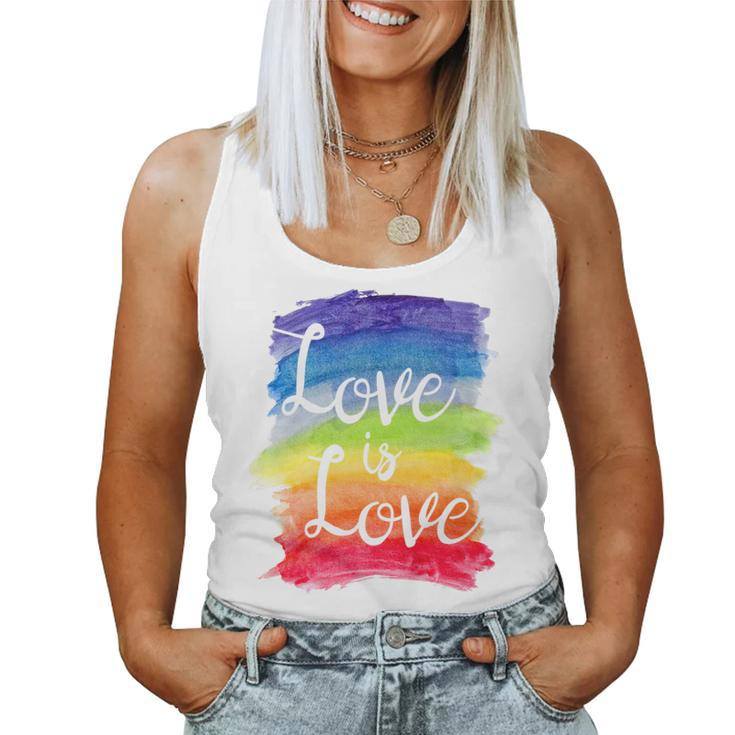 Love Is Love Rainbow Gay Lesbian Pride Watercolors Women Tank Top