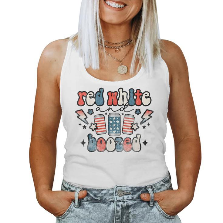Men Women Red White And Boozed American Flag Women Tank Top