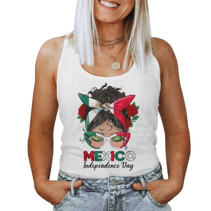 Messy Bun Mexican Flag Independence Day Woman Vintage Women Tank Top