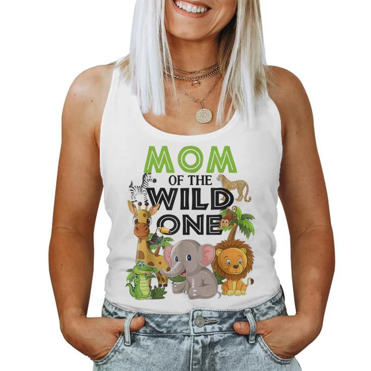 Mom Of The Wild One Birthday 1St Safari Jungle Family White  Women Tank Top Weekend Graphic