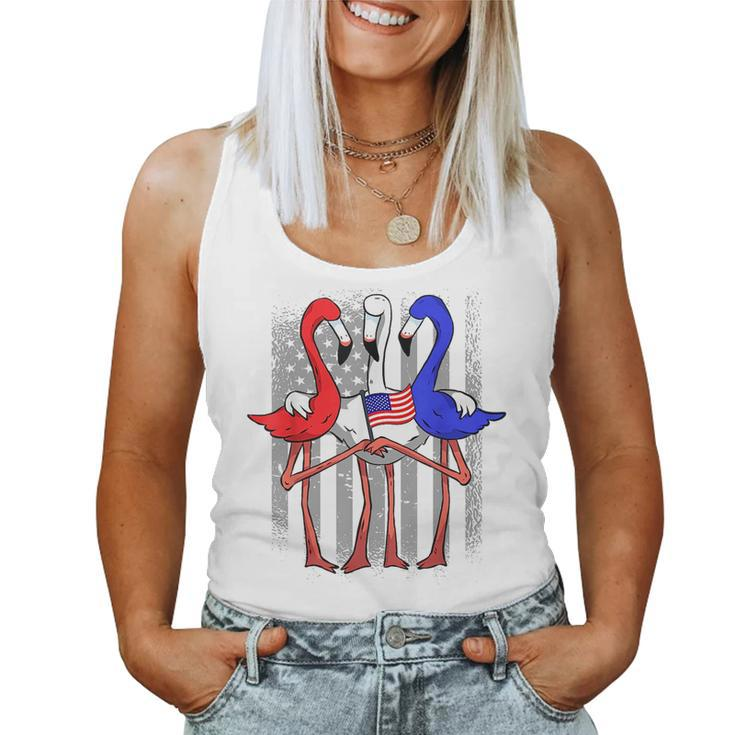 Patriotic Red White And Blue Flamingos Usa Flag 4Th Of July Women Tank Top