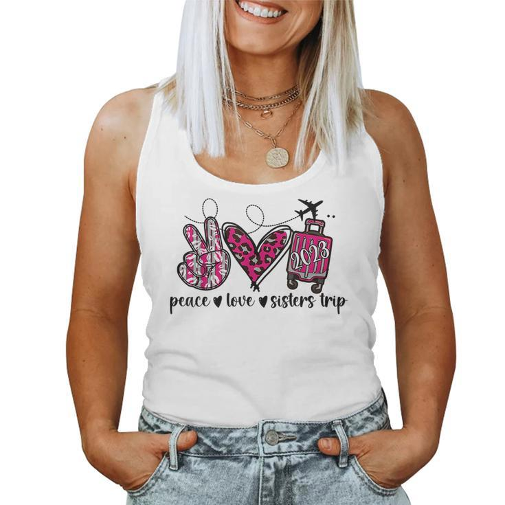Peace Love Sisters Trip 2023 Vacation Travel Sisters Weekend  Women Tank Top Basic Casual Daily Weekend Graphic
