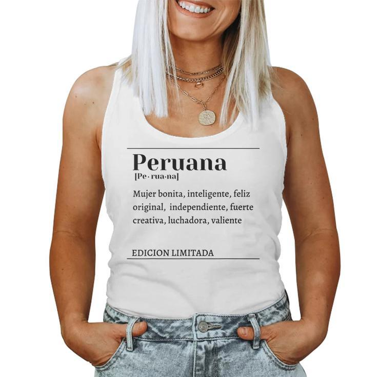 Peruana Mujer Peruvian Girl Latina Dictionary Spanish Women Tank Top