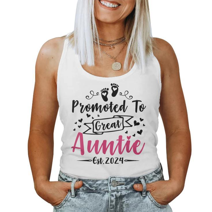 Promoted To Great Auntie Est 2024 Baby Women Tank Top