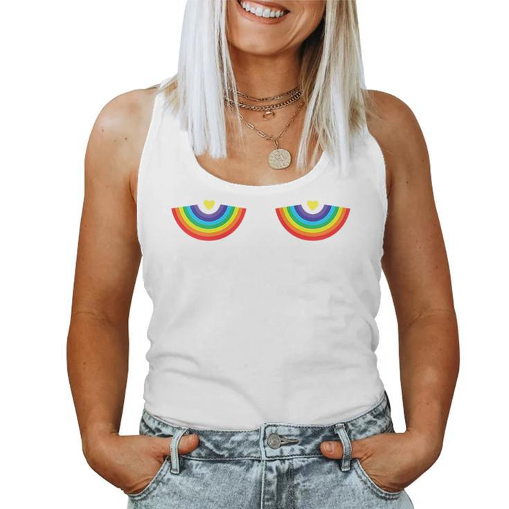 Rainbow Boobs Lgbtq Feminist Gay Lesbian Pride Bra Heart Women Tank Top