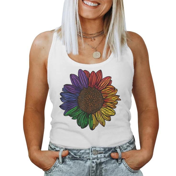 Rainbow Sunflower Lgbtq Flag Pride Month Women Tank Top