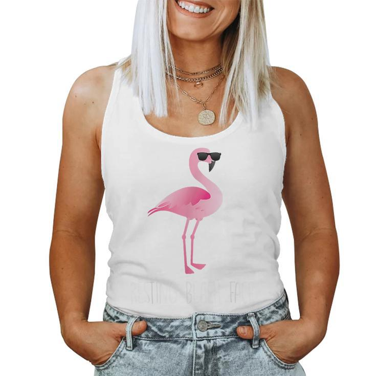 Resting Beach Face With A Flamingo And Sunnies Women Tank Top