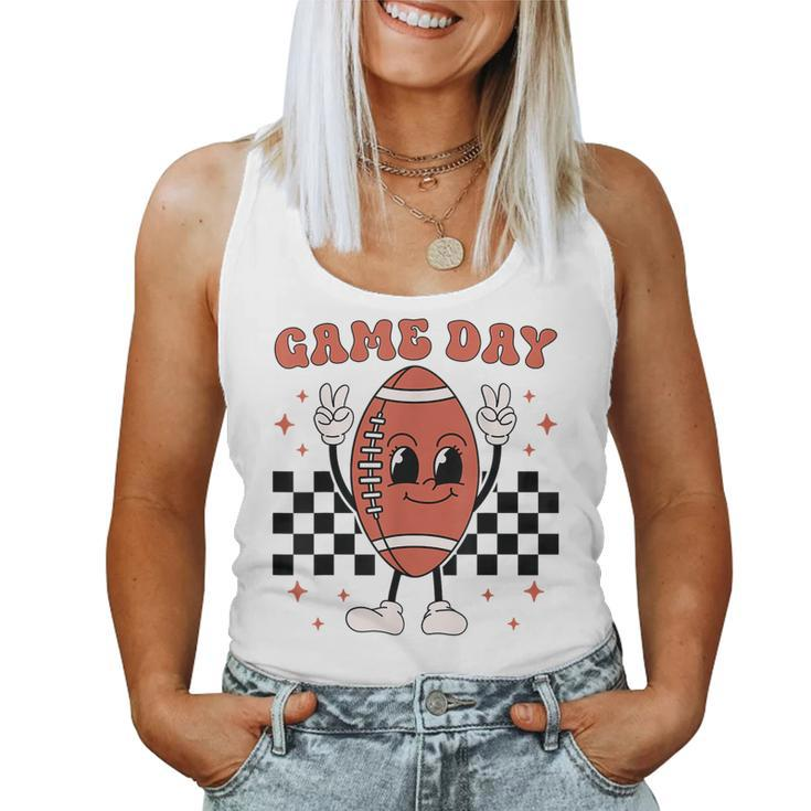 Retro Groovy Game Day American Football Players Fans Outfit Women Tank Top