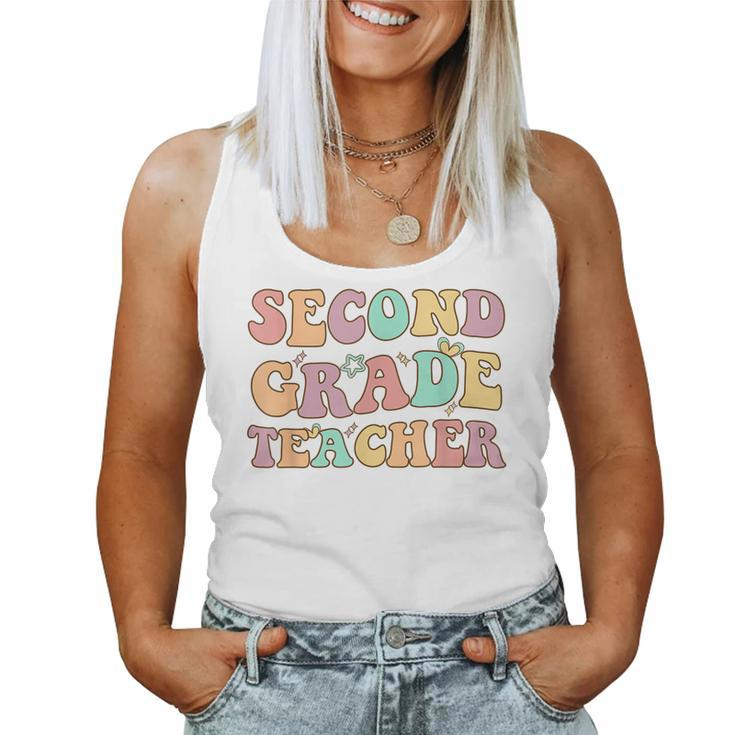 Retro Groovy Second Grade Teacher Back To School 2Nd Grade Women Tank Top