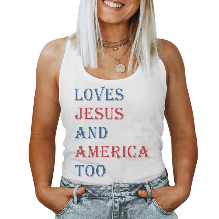 Retro Loves Jesus And America Too 4Th Of July Toddler Kids Women Tank Top