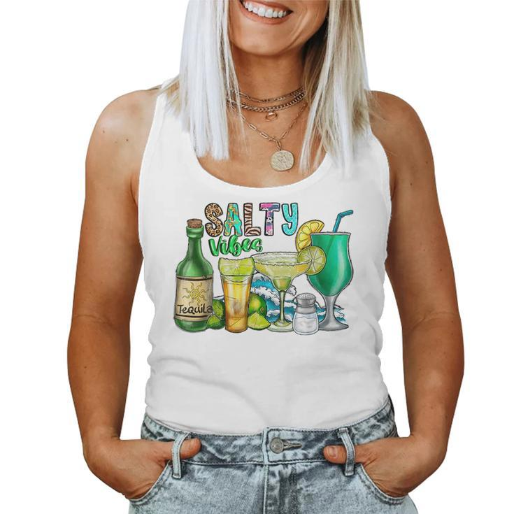 Salty Summer Vibes Drink Tequila Margarita Vacation Wave Women Tank Top