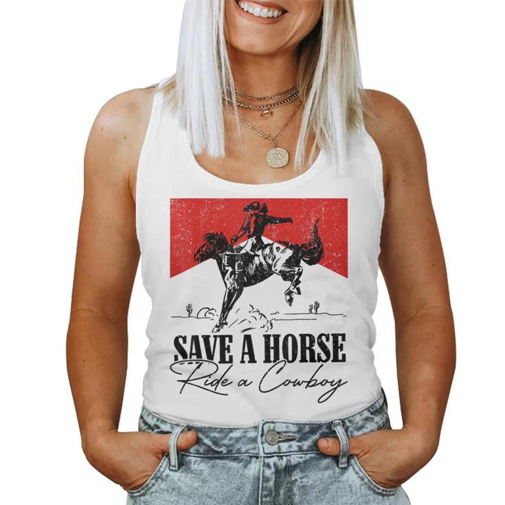 Save A Horse Ride A Cowboy Skeleton Country Skull Western Women Tank Top