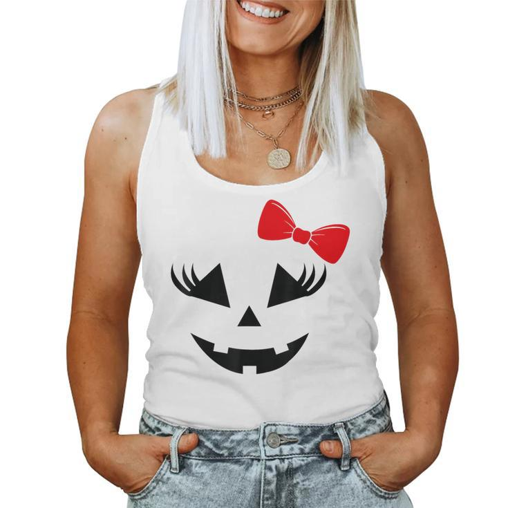 Scary Spooky Jack O Lantern Face Pumpkin Halloween Women Tank Top