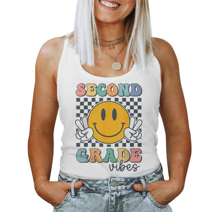 Second Grade Vibes Retro Smile Back To School 2Nd Grade Team  Women Tank Top Weekend Graphic