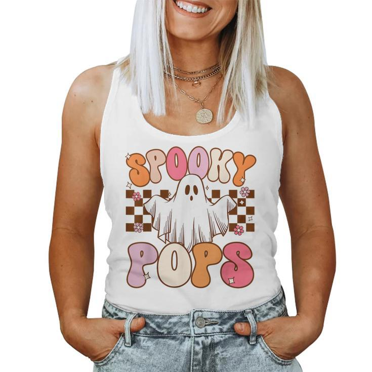 Spooky Pops Halloween Dad Ghost Costume Retro Groovy Women Tank Top