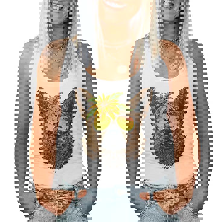 Summer Pembroke Welsh Corgi Tropical Holiday Summer Beach Women Tank Top