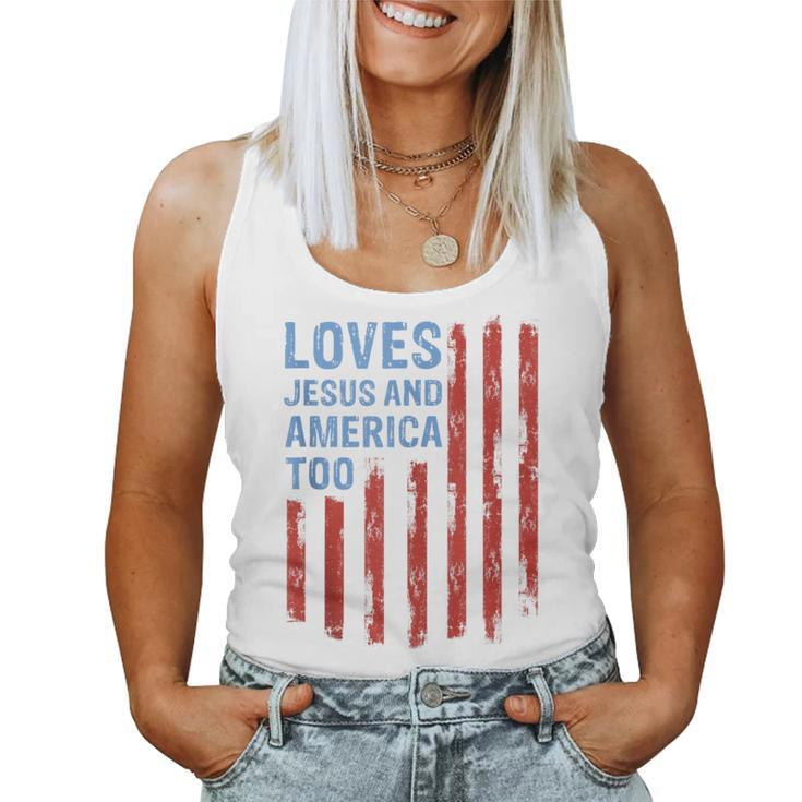 Sunflower Loves Jesus And America Too Christian 4Th Of July Women Tank Top