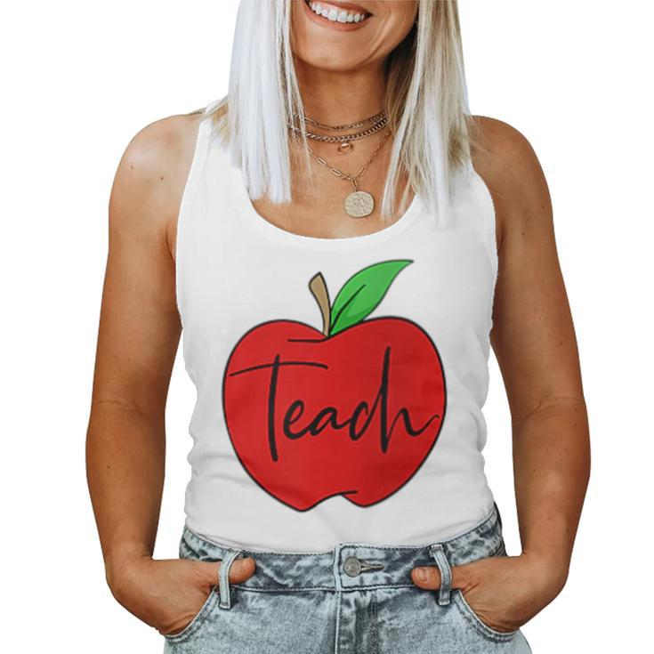 Teach Proud Teacher Teaching Job Pride Apple Pocket Print Women Tank Top