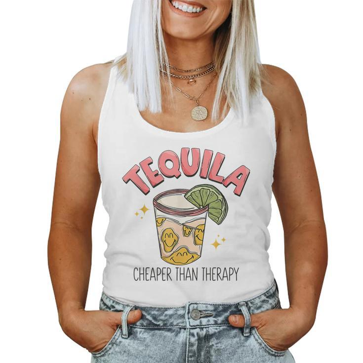 Tequila Cheape Than Therapy Funny Tequila Drinking Mexican  Women Tank Top Weekend Graphic