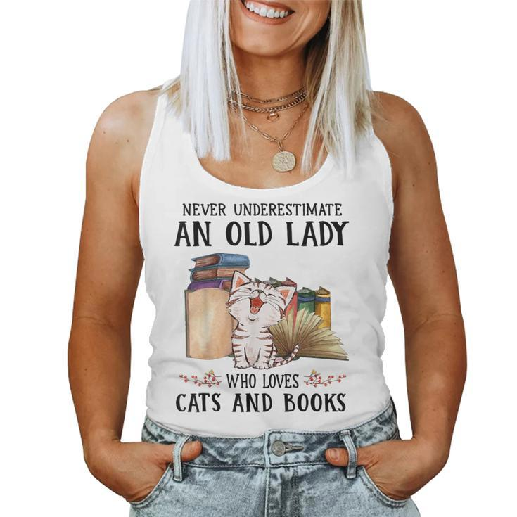 Never Underestimate An Old Lady Who Loves Cats And Books Women Tank Top