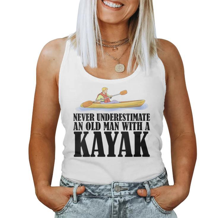 Never Underestimate An Old Man With A Kayak Paddle Canoe Women Tank Top