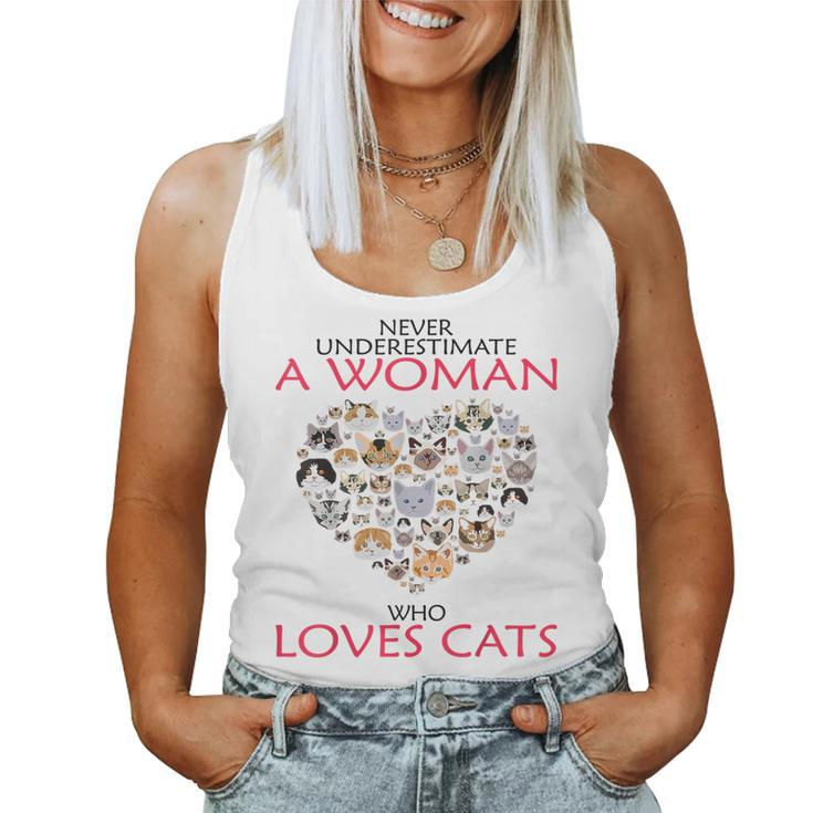 Never Underestimate A Woman Who Loves Cats T Women Tank Top