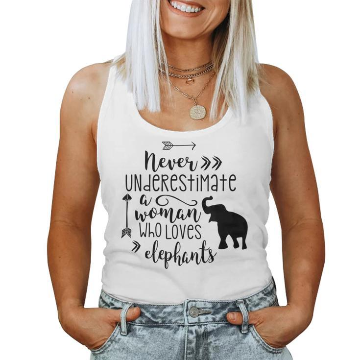Never Underestimate A Woman Who Loves ElephantsWomen Tank Top