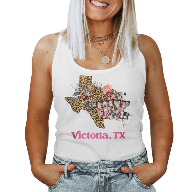 Victoria Tx Texas Boho Leopard Floral Souvenir Women Tank Top