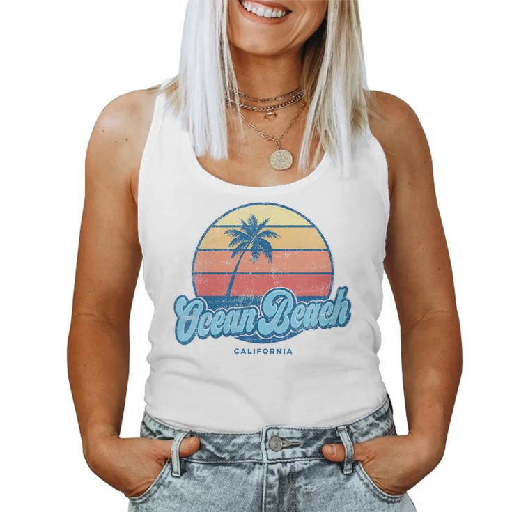 Vintage Ocean Beach California Ca Classic 70S Retro Surfer Women Tank Top