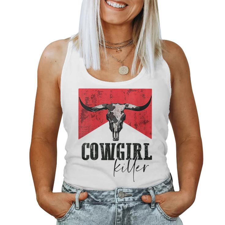 Western Cowboy Vintage Cowgirl Killers Cow Skull Rodeo Rodeo Women Tank Top