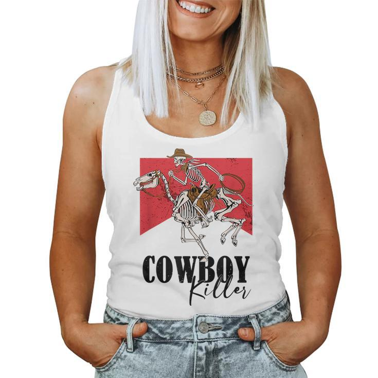 Western Cowgirl Cowboy Killers Skeleton Riding Horse Rodeo Rodeo Women Tank Top