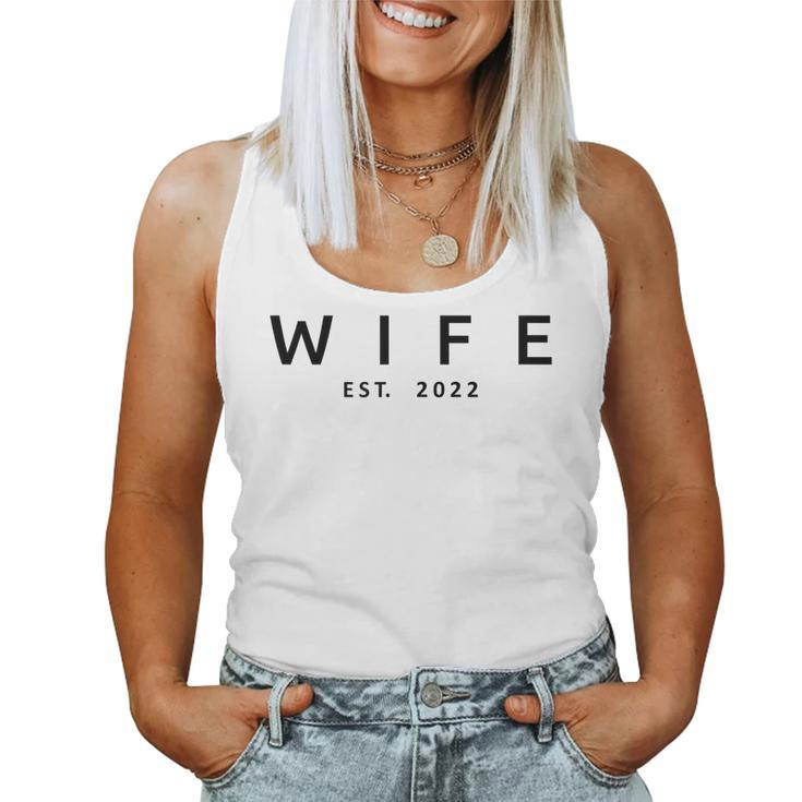 Wife Est 2022 Wedding Married Wife Husband Matching Women Tank Top Basic Casual Daily Weekend Graphic