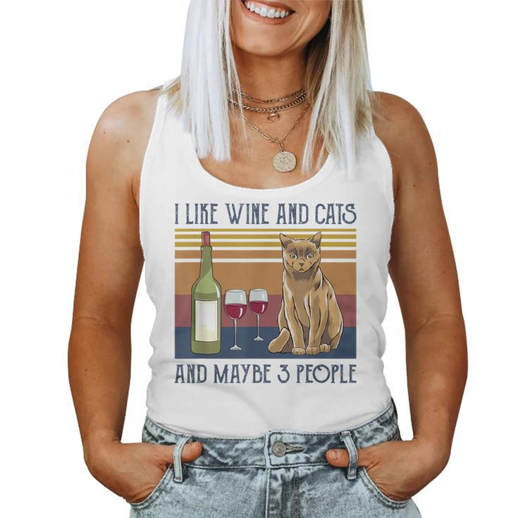 I Like Wine And Cats And Maybe 3 People  Women Tank Top