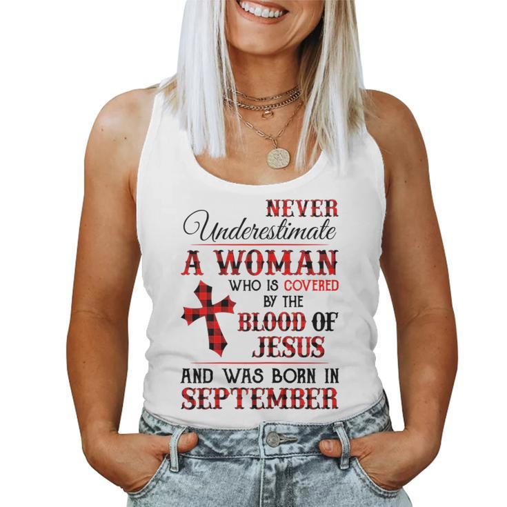 A Woman Covered The Blood Of Jesus And Was Born In September Women Tank Top