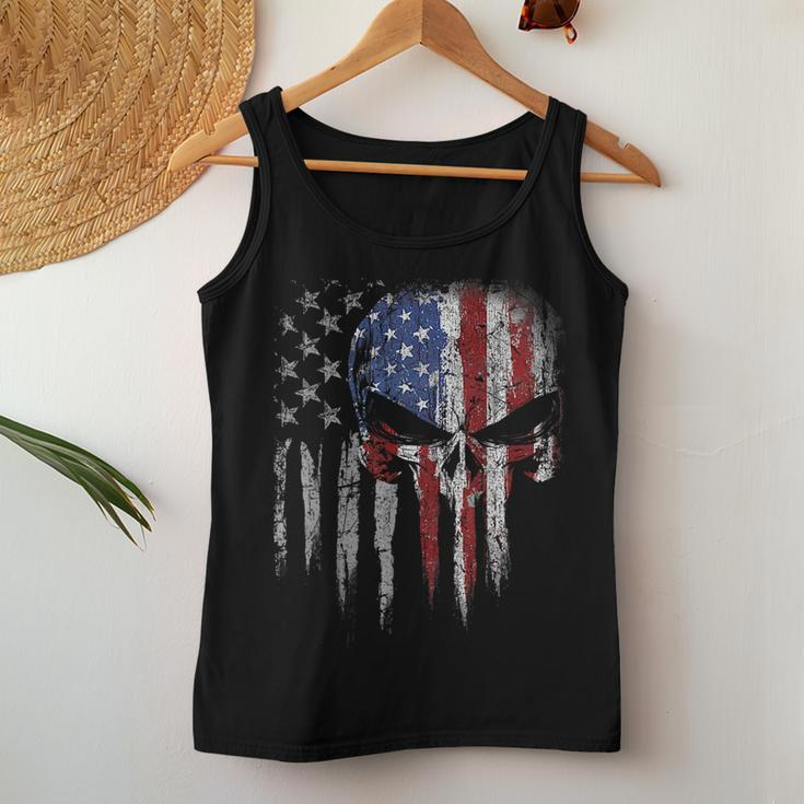 4Th Of July For Women Men American Flag Skull Skeleton Women Tank Top Unique Gifts
