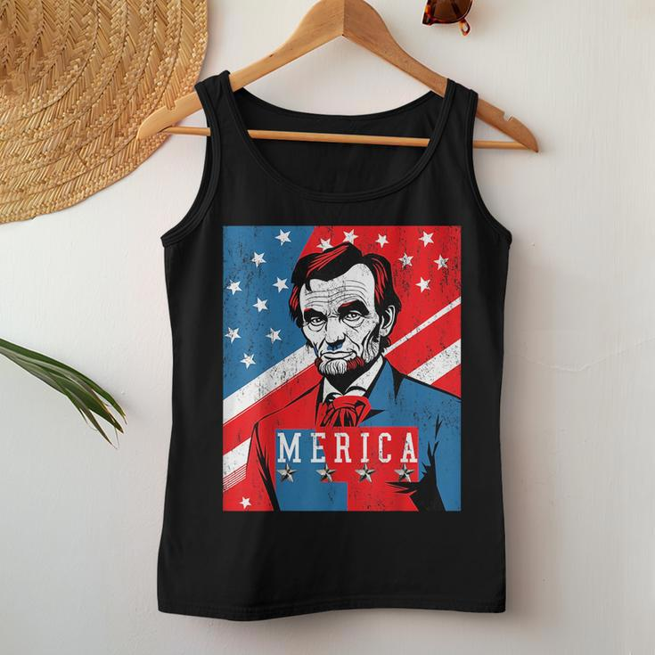 4Th Of July Lincoln Merica Usa Flag Women Men Kids Usa Women Tank Top Unique Gifts