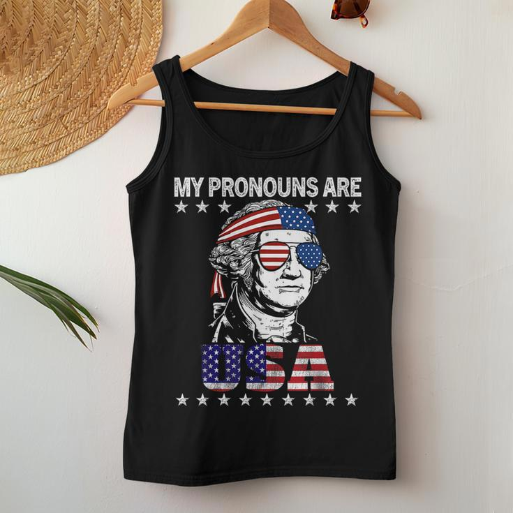 4Th Of July My Pronouns Are Usa Flag For Men & Women Usa Women Tank Top Unique Gifts