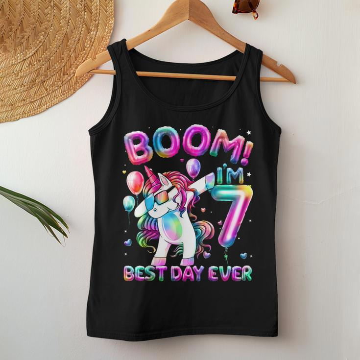 7 Years Old Dabbing Unicorn 7Th Birthday Girl Party Women Tank Top Unique Gifts