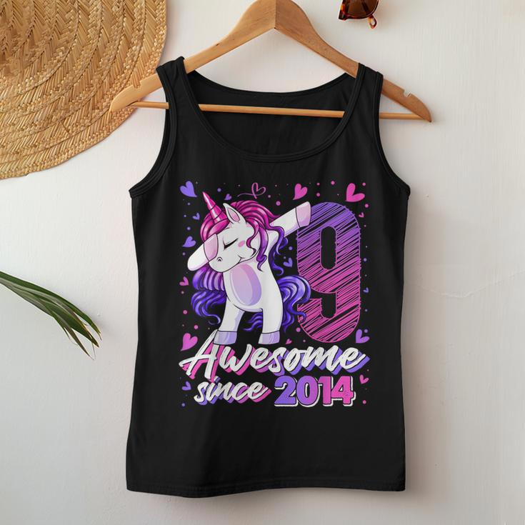 9 Years Old Dabbing Unicorn 9Th Birthday Girl Party Women Tank Top Personalized Gifts