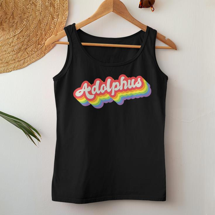 Adolphus Pride Month Lgbtq Rainbow Flag Name Personalised Women Tank Top Unique Gifts