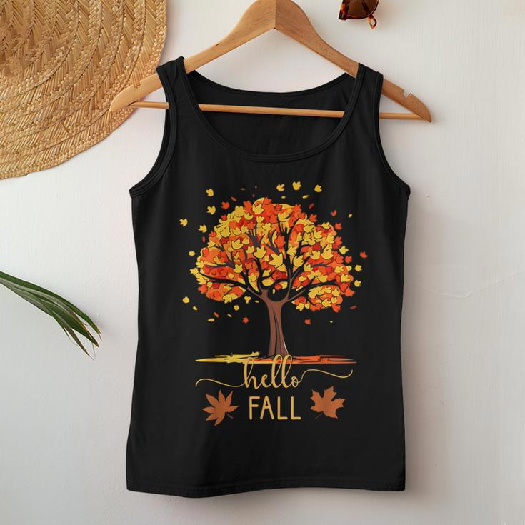 Autumn Leaves Hello Fall Season Leaf Girls Women Tank Top Personalized Gifts
