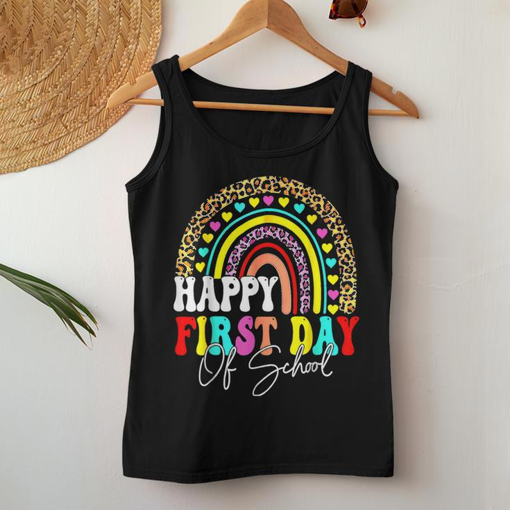 Back To School Funny Happy First Day Of School For Teachers Women Tank Top Weekend Graphic Funny Gifts