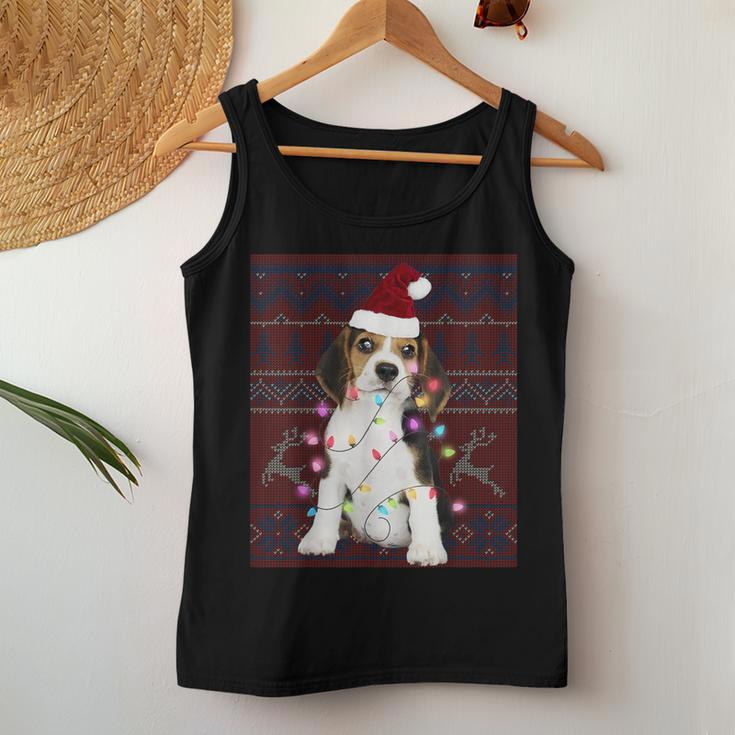 Beagle Christmas Lights Ugly Sweater Dog Lover Women Tank Top Funny Gifts